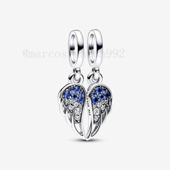Pandora Sparkling Splitable Angel Wings Dangle Charm - Picture 1 of 5